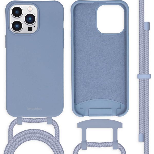 Custodia Iphone 14 Pro Max Custodia Iphone 14 Pro Max Protettiva Back Cover Colore Con Cinturino Staccabile Silicone Blu Imoshion-image