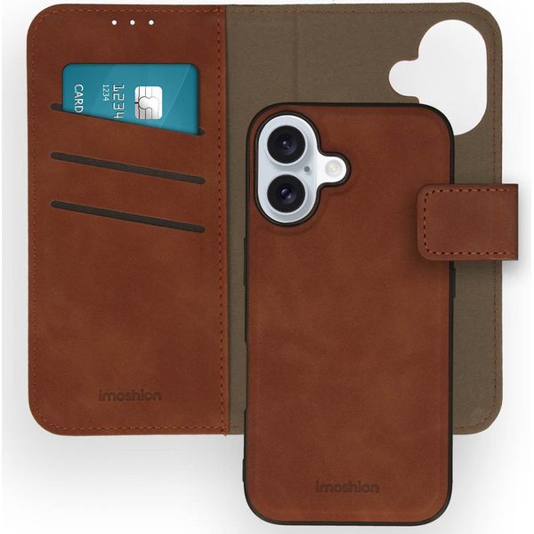 Imoshion Custodia Protettiva Iphone 16 Custodia Protettiva A Libro Custodia Per Cellulare Per Iphone 16 - Marrone-image