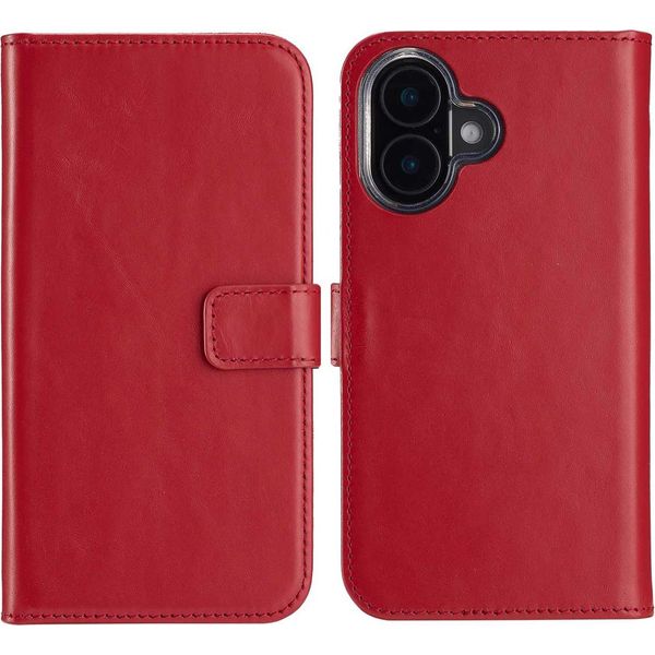 Cover Per Iphone 16 - Vera Pelle - Custodia Selencia Flip Flap - Rosso-image