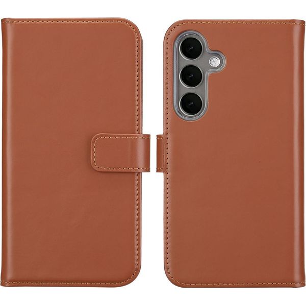 Custodia Per Samsung Galaxy S25 Plus - Vera Pelle - Custodia Selencia Flip Flap - Marrone Chiaro-image