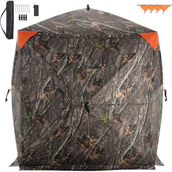 Succebuy Tenda Da Caccia Trasparente A 270°, Tenda Pop-Up Per Cervi Da 2-3 Persone Con Borsa Per Il Trasporto, Tenda Portatile, 3 Finestre Orizzontali Per La Caccia Al Tacchino E Al Cervo, Materiale Mimetico-image