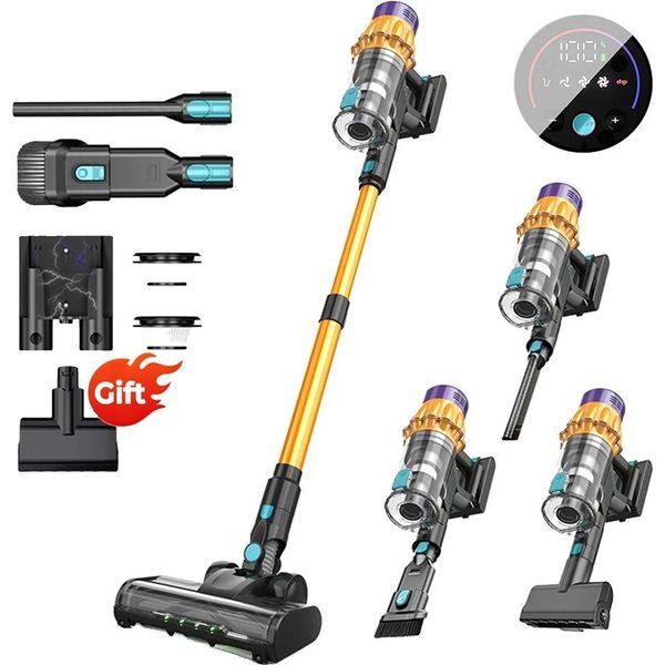Aspirapolvere A Batteria, Motore Da 650 W, Potenza Di Aspirazione Di 55 Kpa, Capacità Di Polvere Di 1,2 L, Oro E Viola, Ue-image