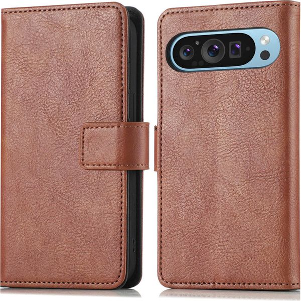 Custodia Per Cellulare Imoshion Per Google Pixel 9 Pro/Google Pixel 9 - Flip Cover Libreria Flip - Marrone-image