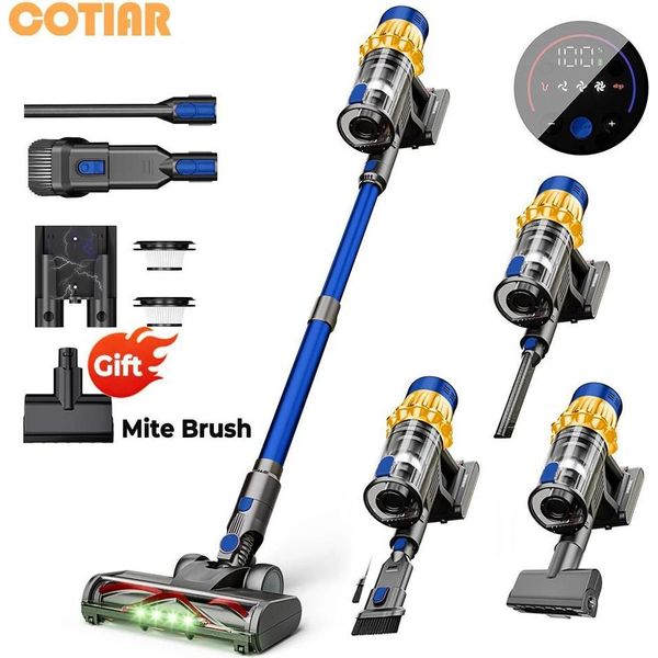 Aspirapolvere A Batteria, Motore Da 650 W, Potenza Di Aspirazione Di 55 Kpa, Capacità Polvere Di 1,2 L, Blu Con Oro, Ue-image