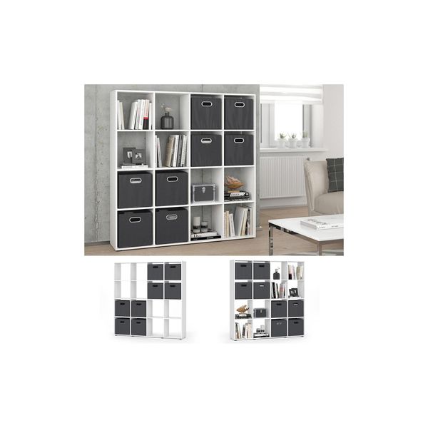 Raumteiler BüCherregal Standregal 16 FäCher Weiß Karree Faltboxen Regal Vicco-image
