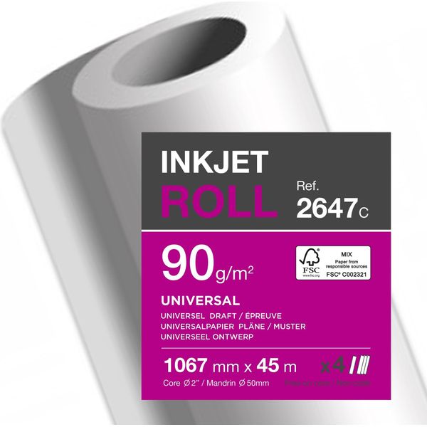 Rotolo Per Plotter A Getto D'inchiostro Clairefontaine, (L)1.067 Mm X (L)45 M-image