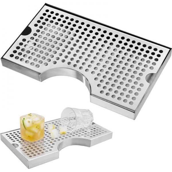 Vaschetta Di Raccolta In Acciaio Inox 304 - Vaschetta Per Birra Con 4 Gommini Antiscivolo E Coperchio Rimovibile - 300 X 180 X 25 Mm - Vaschetta Di Raccolta Per Bar, Ristoranti, Cucine, Caffetterie, Ecc.-image