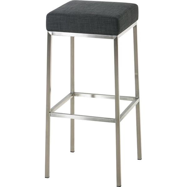 Clp Sgabello Montreal Rivestito In Tessuto E Struttura Con Poggiapiedi, Acciaio Inox Grigio Scuro-image