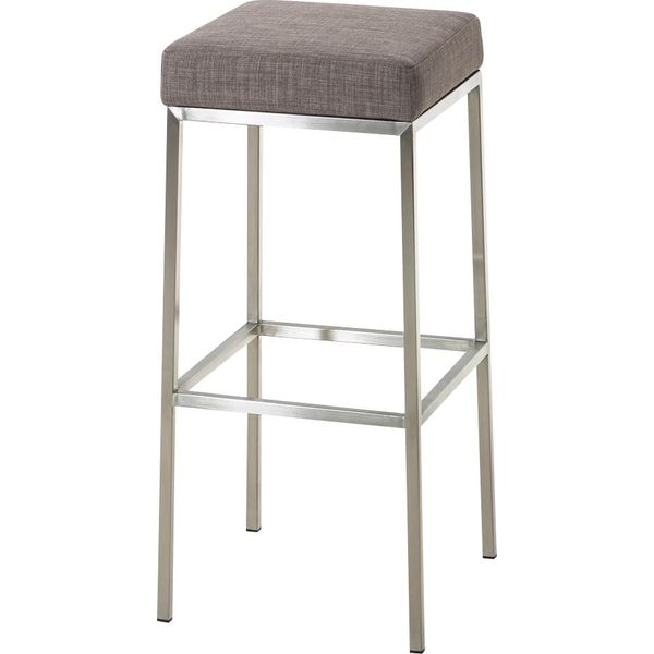 Clp Sgabello Montreal Rivestito In Tessuto E Struttura Con Poggiapiedi, Acciaio Inox Grigio-image
