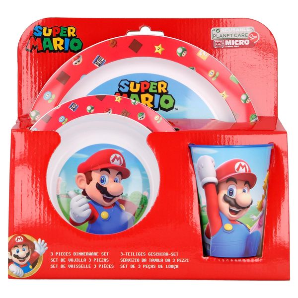 Stor 21449 - Nintendo - Super Mario Set Da Colazione In Plastica Da 3 Pezzi-image
