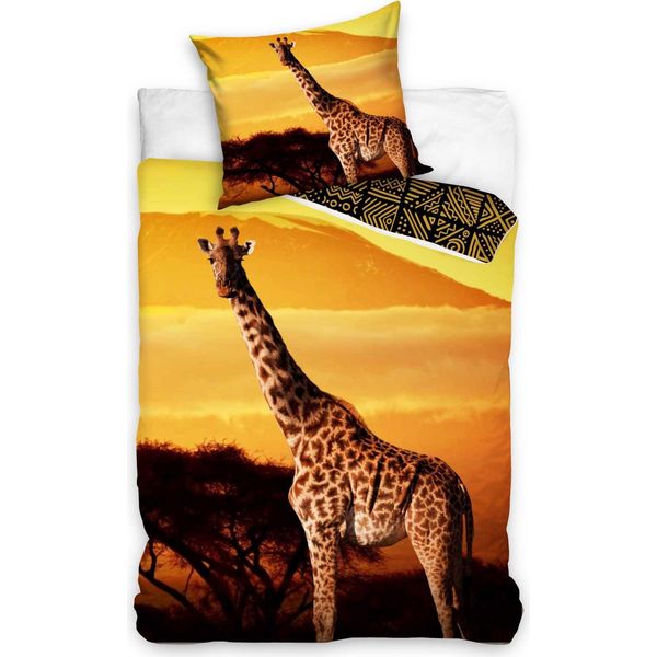 Set Di Biancheria Da Letto In Cotone Giraffe Per Bambini - Copripiumino 140X200 Cm E Federa 70X70 Cm-image