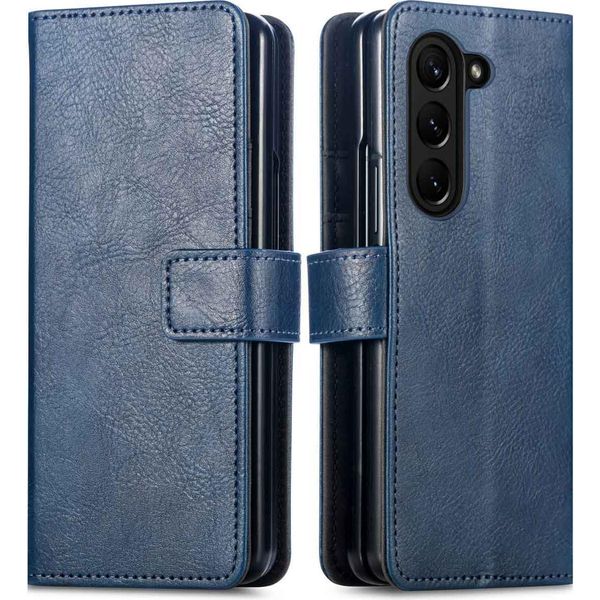 Custodia Per Cellulare Imoshion Per Samsung Galaxy Z Fold 5 - Flip Cover Libreria Flip - Blu Scuro-image