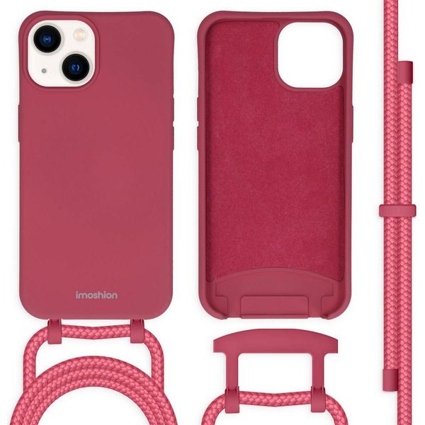 Custodia Iphone 14 Cover Protettiva Colore Con Cinturino Staccabile In Silicone Rosso Scuro Imoshion-image