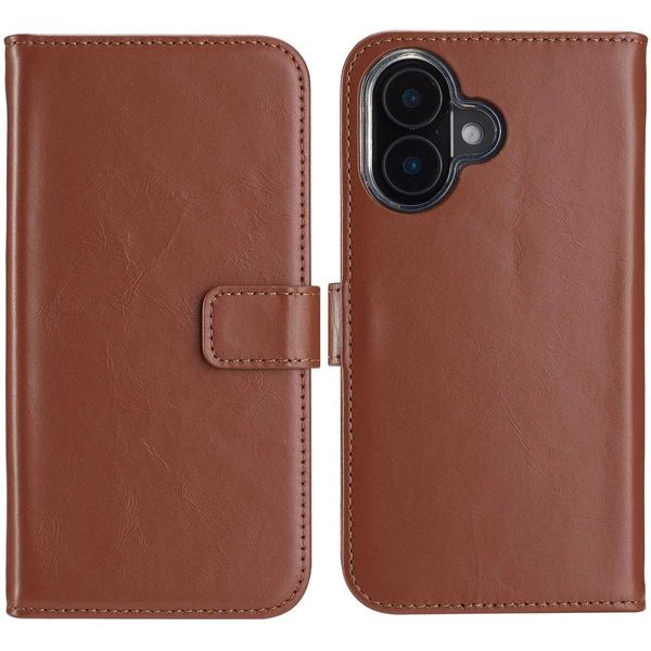 Cover Per Iphone 16 - Vera Pelle - Custodia Selencia Flip Flap - Marrone Chiaro-image