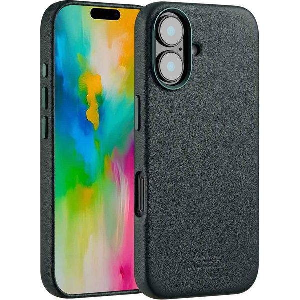 Custodia Per Iphone 16 - Vera Pelle - Custodia Rigida/Cover Accezz - Verde Scuro-image