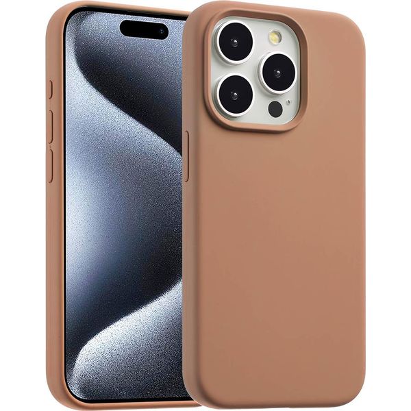 Custodia Per Iphone 15 Pro - Silicone - Accezz Soft Case/Backcover - Marrone Chiaro-image