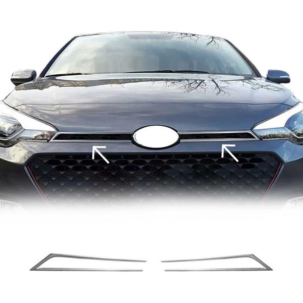 Modanature Griglia Radiatore Modanature Griglia Per Hyundai I20 2014-2020 Acciaio Inox Argento 2Pcs-image