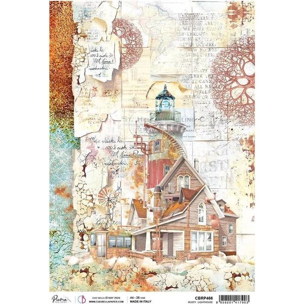 Carta Di Riso Per Decoupage A4 - Ciao Bella - Faro Arrugginito-image