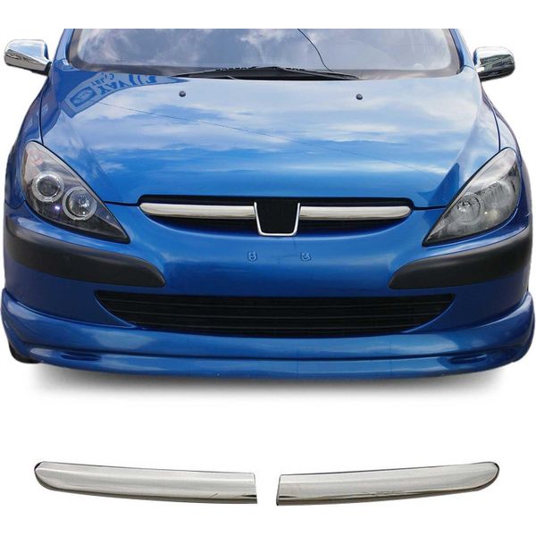 Modanature Griglia Radiatore Modanature Griglia Per Peugeot 307 2001-2005 Acciaio Inox Argento 2 Pezzi-image