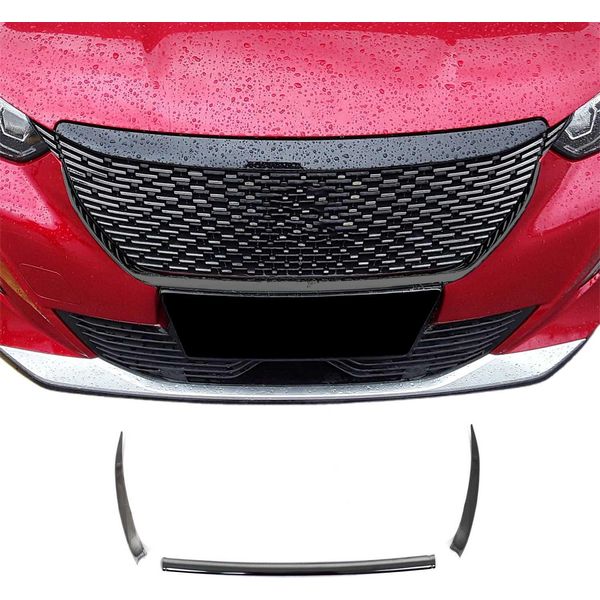 Modanature Griglia Radiatore Modanature Griglia Per Peugeot 2008 2020-2021 Acciaio Inox Scuro 3X-image