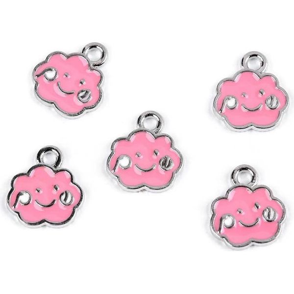 Ciondolo A Forma Di Nuvola In Metallo Rosa - 5 Pz-image