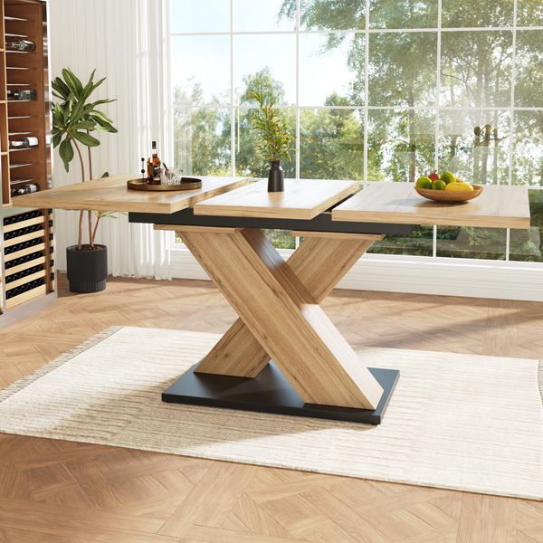 Tavolo Da Pranzo Allungabile Flieks Rettangolare, Tavolo Da Cucina Telescopico 119-158,5X80X75 Cm, Tavolo Allungabile Color Legno Per 6 Persone, Tavolo Da Lavoro Grande-image