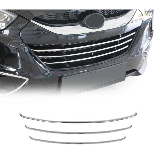 Modanature Griglia Radiatore Modanature Griglia Per Hyundai Ix35 2010-2015 Acciaio Inox Argento 3X-image