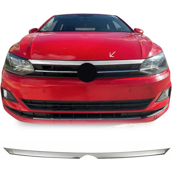 Modanature Griglia Radiatore Modanature Griglia Per Vw Polo 2017-2021 Acciaio Inox Superiore Argento-image