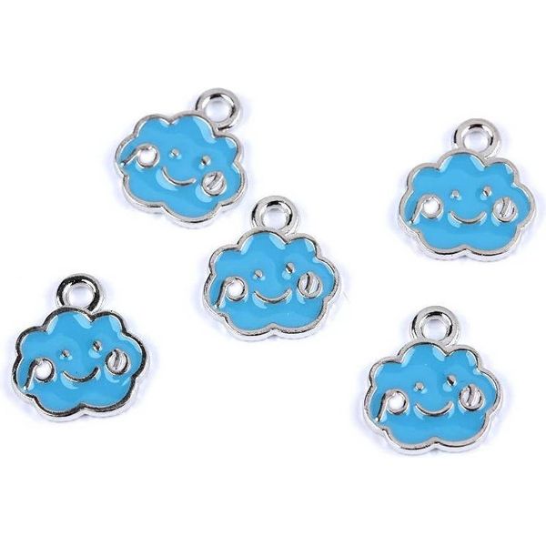 Ciondolo A Forma Di Nuvola In Metallo Blu - 5 Pz-image