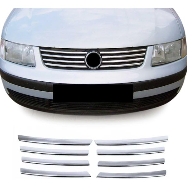 Modanature Griglia Radiatore Modanature Griglia Per Vw Passat 2000-2005 Acciaio Inox Argento 8Pcs-image