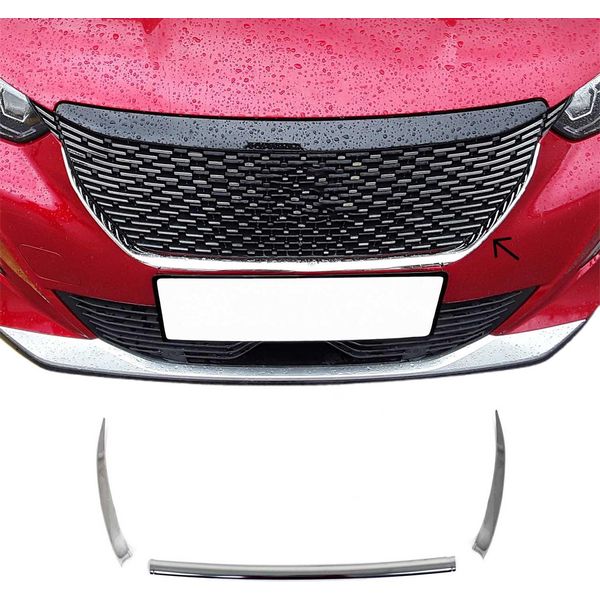 Modanature Griglia Radiatore Modanature Griglia Per Peugeot 2008 2020-2025 Acciaio Inox Argento 3X-image