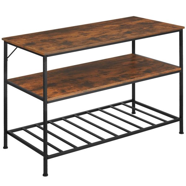 Tectake® KüChenregal, Industrial Style, 2 Ablagen Und Gitterablage, 120 X 60 X 90,5 Cm-image
