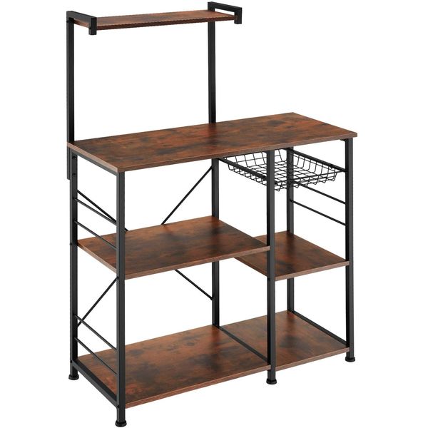 Tectake® KüChenregal, Industrial Style, 6 Ablagen Und Ausziehbarer Gitterkorb, 90 X 40 X 131,5 Cm-image