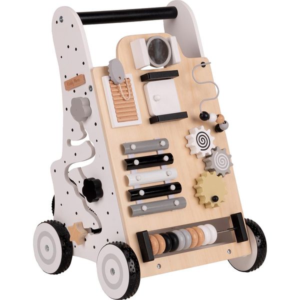 Kiddymoon Girello In Legno Divertente Girello Per Bambini Che Imparano A Camminare, Giocattolo Multifunzionale In Legno Per Bambini Montessori Toy WK-001, Nero - Bianco-image