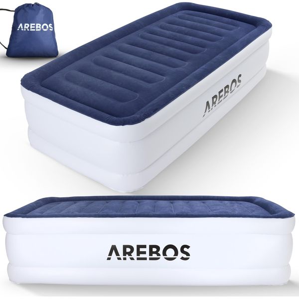 Letto Ad Aria Arebos 203X95X51 Cm | Autogonfiante Con Pompa | Blu/Bianco-image