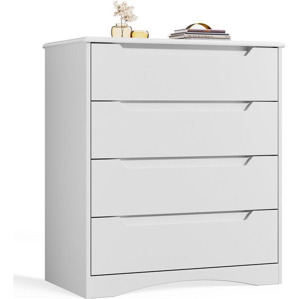 Cassettiera Bealife AP22, Cassettiera Moderna Con 4 Cassetti 71X41X82 Cm, Cassettiera Per Soggiorno/Camera Da Letto, Mobile Credenza, Bianco-image