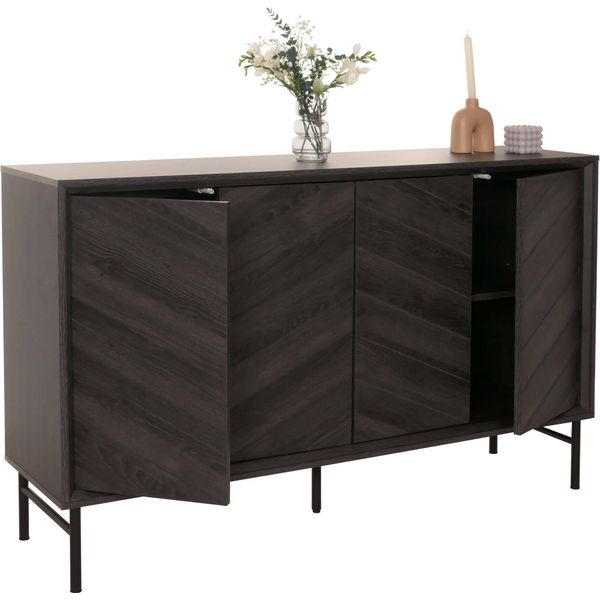 Credenza HWC-M50, Credenza Cassettiera Credenza Alta, 94X151X40Cm ~ Grigio Scuro-image