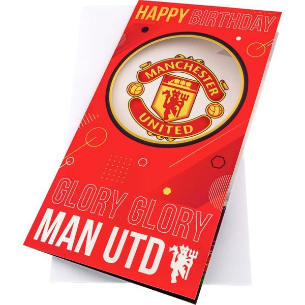Manchester United Fc - Biglietto Di Compleanno "Glory Glory"" - Cartoncino TA11886 (Taglia Unica) (Rosso/Giallo/Bianco)"-image