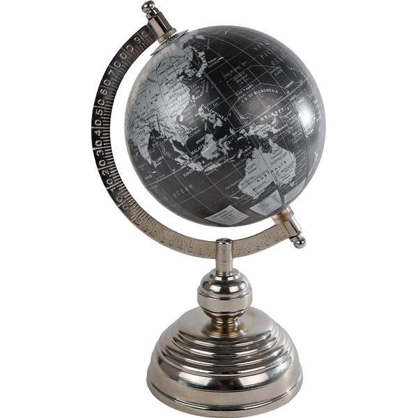 Globo Giocattolo Educativo Nero-Argento Legno-Metallo 11X12X25Cm-image