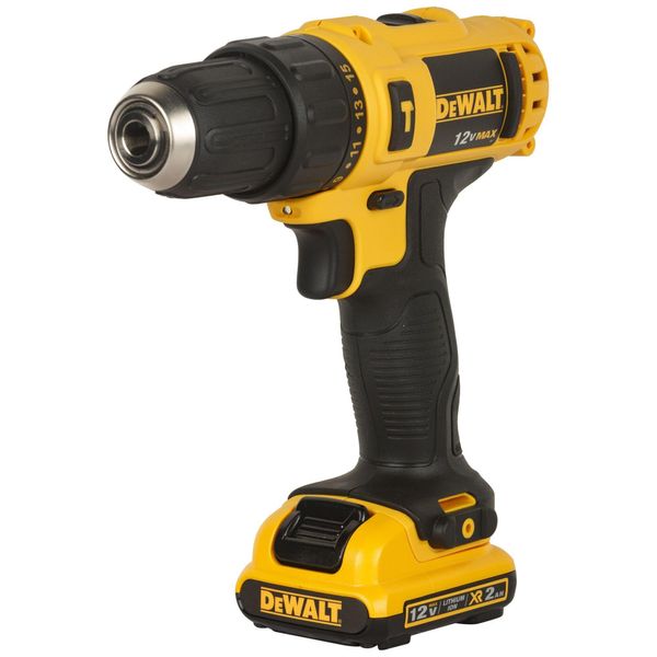 Dewalt DCD716D2-QW DCD716D2-QW DCD716D2-QW-XR Trapano A Percussione Da 10,8V 10Mm 30Nm Con 2 Batterie Li-Ion Da 2,0Ah E Custodia, Nero/Giallo, 3/8_Pollice-image
