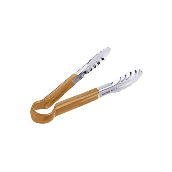 Pinze Contacto Haccp In Acciaio Inox, 24 Cm, Pinze Da Cucina, Manico Con Rivestimento In Vinile Colorato, Qualità Pesante, Marrone-image