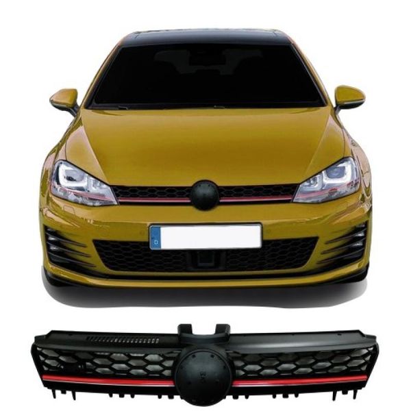 Griglia Di Raffreddamento Griglia Radiatore, Griglia Nera A Nido D'ape Con Striscia Rossa/Cromata Per Golf 7 Adatto Per Vw Golf 7 Dal Model Year 08.2012--image