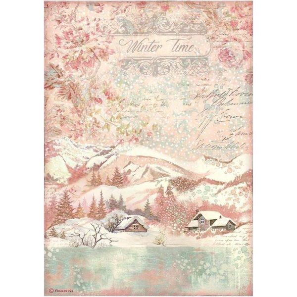 Stamperia A4 Carta Di Riso Decoupage Carta Artigianale, Dolce Paesaggio Invernale-image