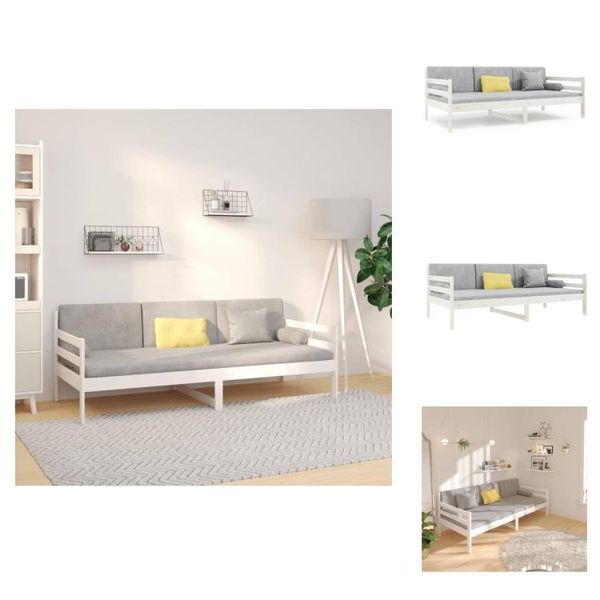 Vidaxl Letto Da Giorno Bianco 90X190 Cm In Legno Di Pino Massiccio - Letti E Strutture Letto-image