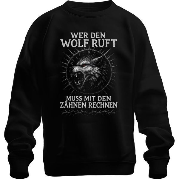 Who Calls The Wolf Slogan Vichingo Valhalla Nordic Fenriswolf Unisex Felpa Pullover, Nero, M-image