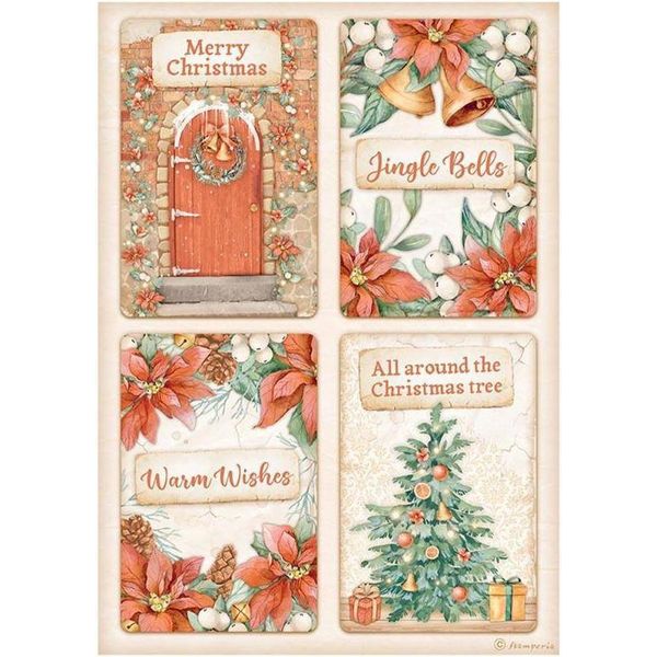 Stamperia A4 Carta Di Riso Decoupage Carta Artigianale, All Around Christmas 4 Carte-image
