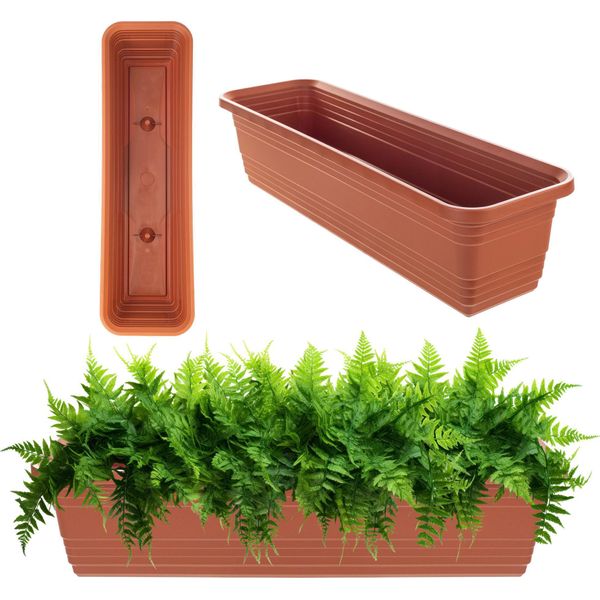Fioriera Da Balcone Kadax, Vaso Da Fiori, 80 Cm, Fioriera Rosso Mattone-image