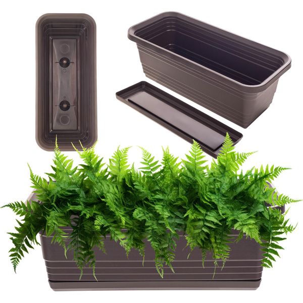 Kadax Vaso Per Fiori Da Balcone 40Cm + Supporto Moka-image