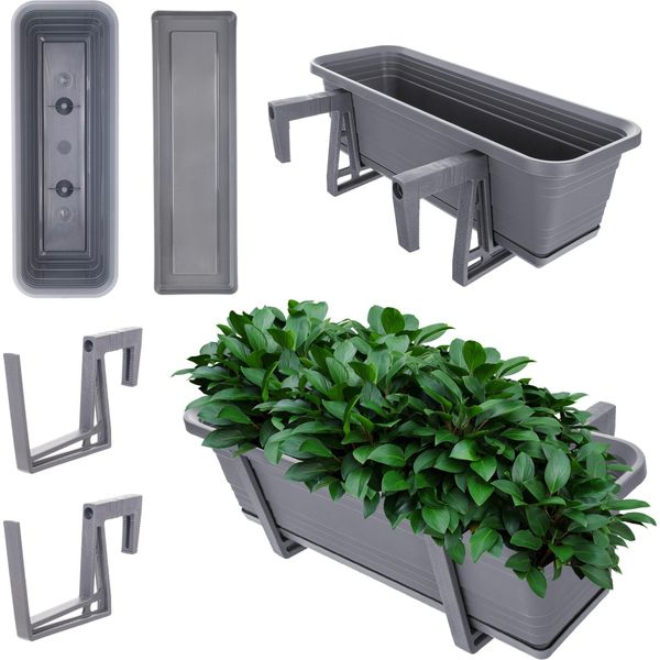 Kadax Vaso Da Balcone Vaso Da Fiori 50Cm Supporto Per Ringhiera Balcone-image
