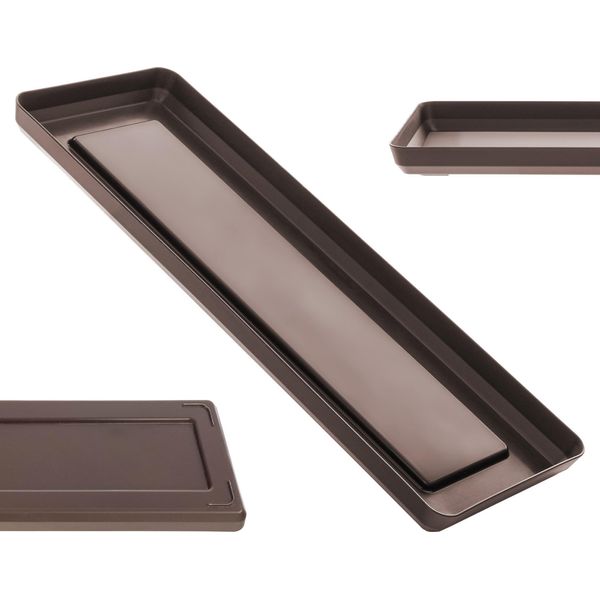 Kadax Portavaso 40 Cm, Vassoio Per Vasi Da Fiori, Rettangolare, Moka, Plastica-image
